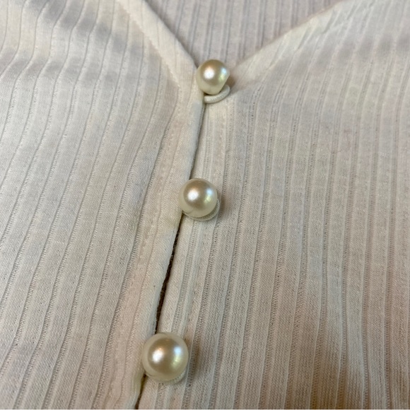 Aritzia Wilfred Button Down Ribbed White Long Sleeve Top XXS - Picture 4 of 7